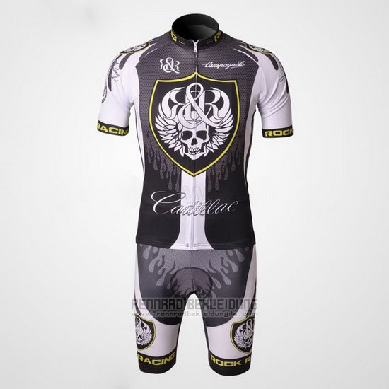 2010 Fahrradbekleidung Rock Racing Silber und Wei Trikot Kurzarm und Tragerhose